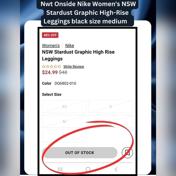 Nwt Onside Nike Women's NSW Stardust Graphic High-Rise Leggings Black Size M - Picture 9 of 9